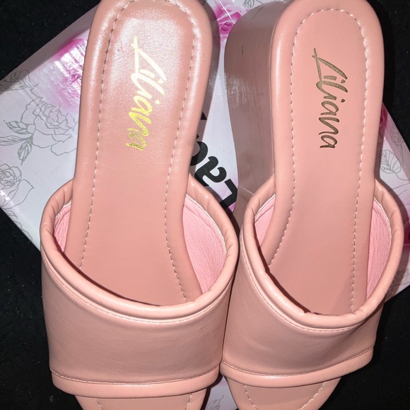 Liliana Blush pink high platform wedges size 9 - Picture 3 of 5